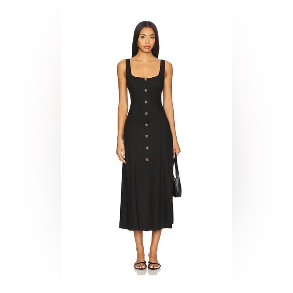 Tularosa Black Midi Dress with Button Detail… NWT​ - Picture 1 of 4